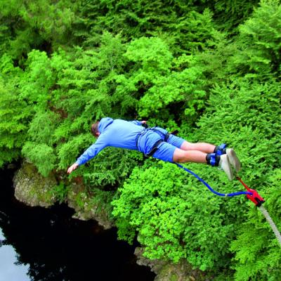 person bungee jumping in scotland