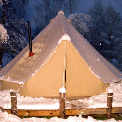 a tent in the snow