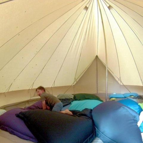 inside a tent in scotland