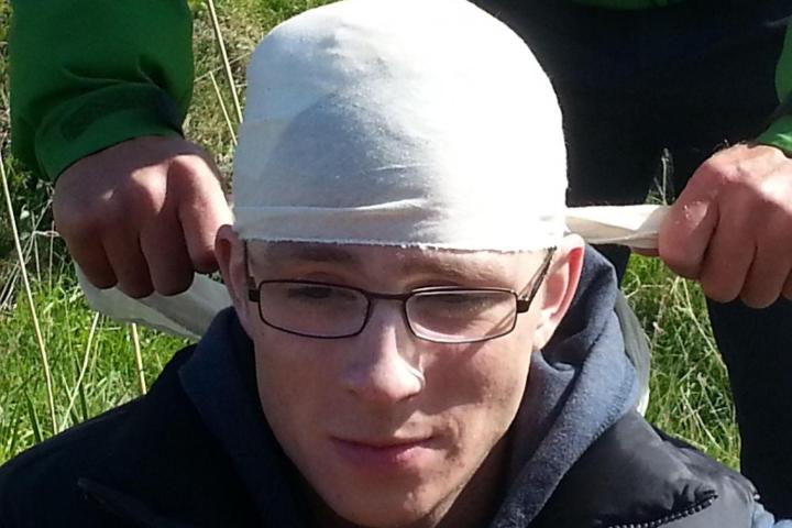 a person being bandaged