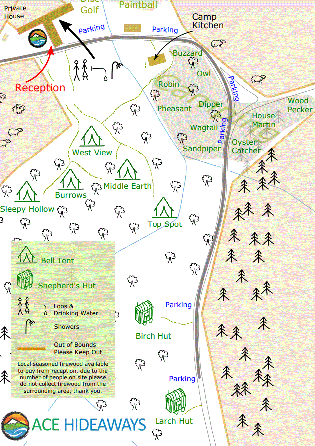 ACE HIdeaways Site Map map